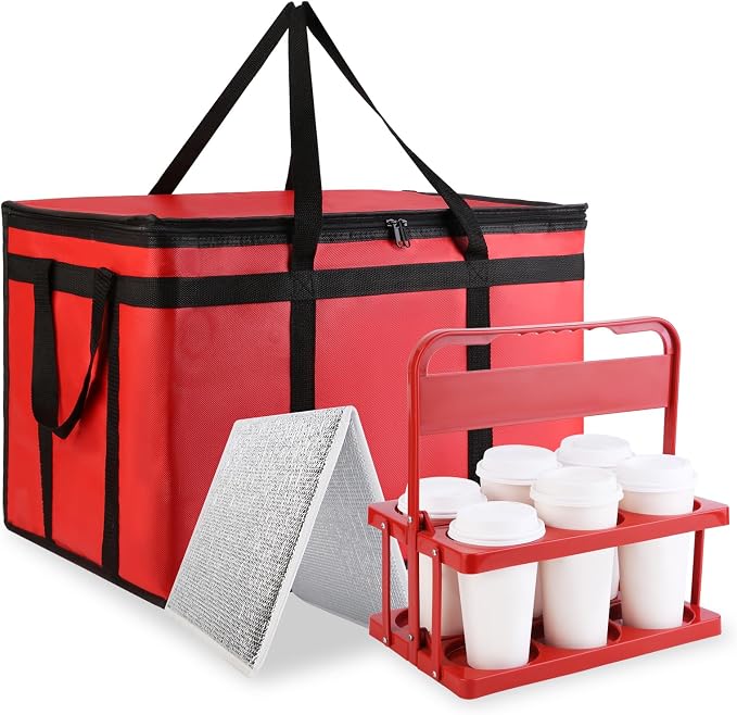 Red Bag with Drink Carrier