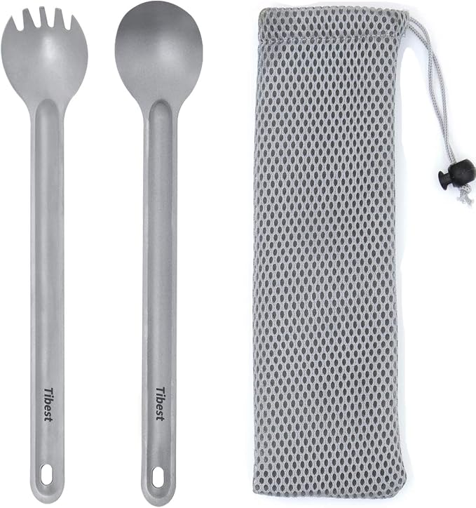 Titanium Long Spork and Spoon