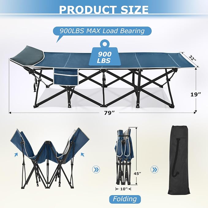 32inch Blue Cot & Blue Pad