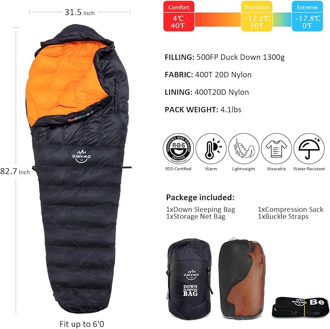 Black/0℉/Right Zipper Mummy