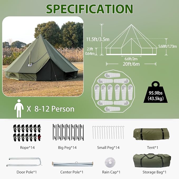 19.7ft*19.7ft*11.5ft (8-12 person)(Green)