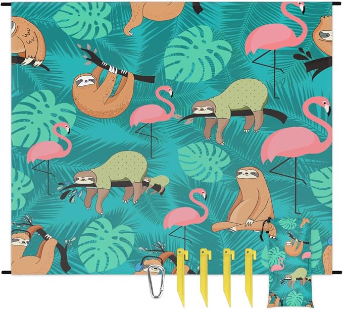 Flamingo Sloth Palm Leaves