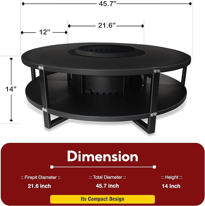 Smokeless Fire Pit + Surround Table + Wood Storage