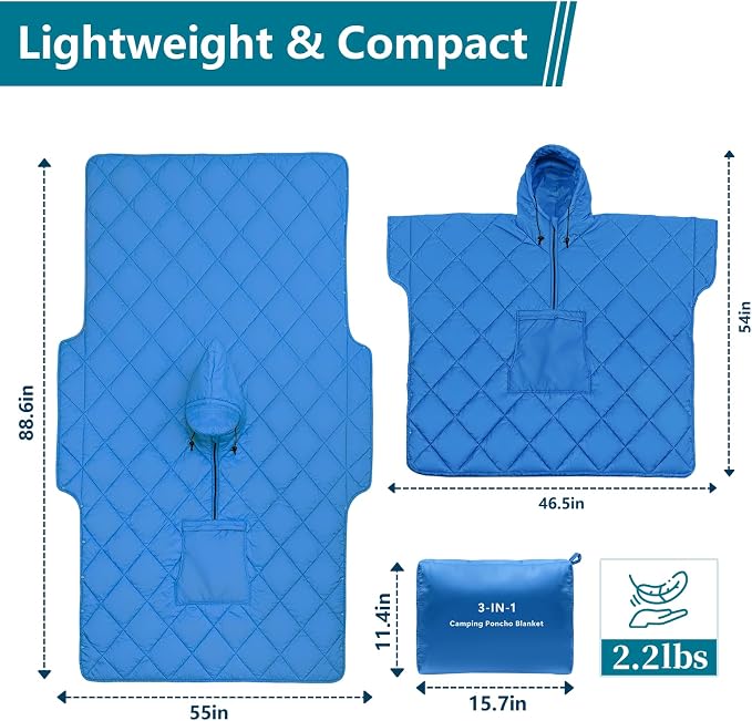 Blue Blanket Poncho
