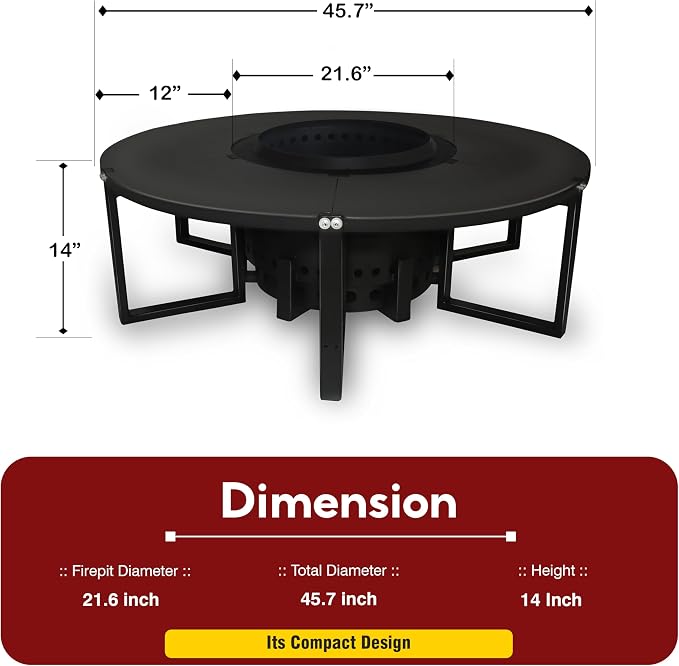 Smokeless Fire Pit + Surround Table