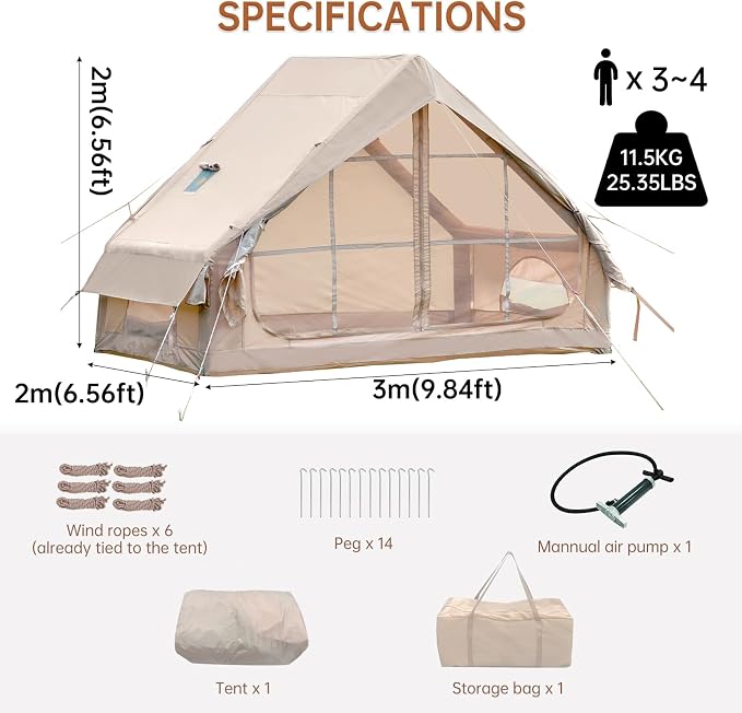 9.74ft*6.46ft*6.56ft (Beige)(3-4 person)