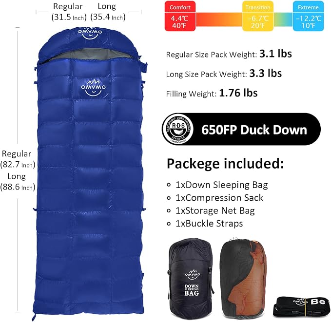 Dark blue/10℉/Right Zipper/Duck Down