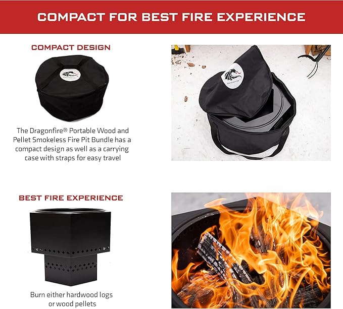 Black Portable Smokeless Firepit