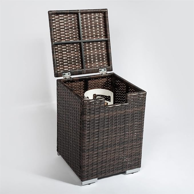 32x20in Brown Rectangle Fire Table+tank Cover