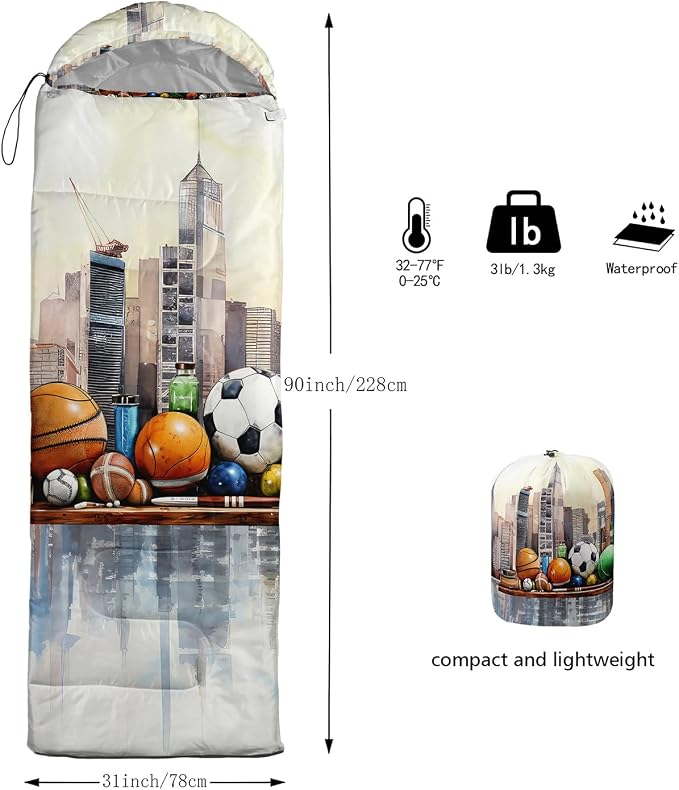Cartoon Sports Ball City Skyline
