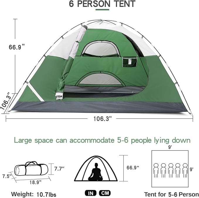6 personArmy Green/grey-1