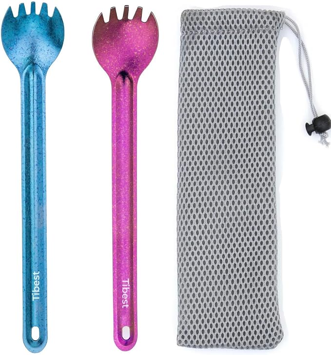 Titanium Long Sporks,Blue & Purple