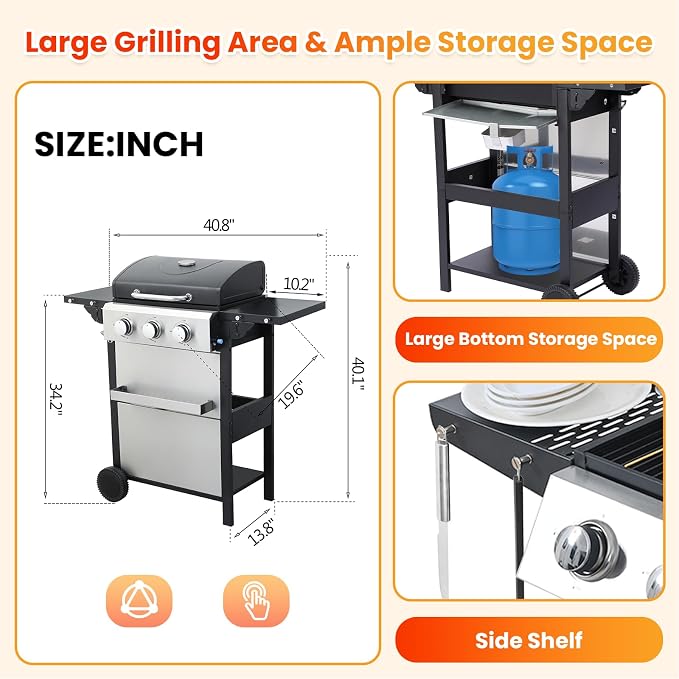 3 Burner, 25650 BTU