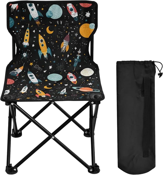 Black Rockets Space Moons Stars