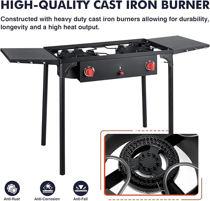 2 Burner & Side Shelves