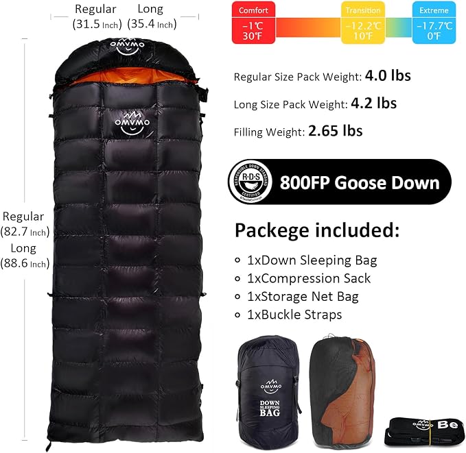 Black/0℉/Left Zipper/Goose Down