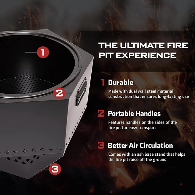 Black Portable Smokeless Firepit