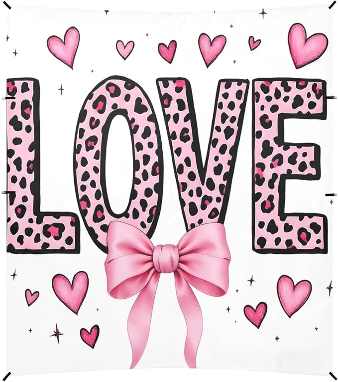 Leopard Print LOVE Blush Bow