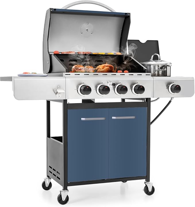 Blue, 4 Burner Grill
