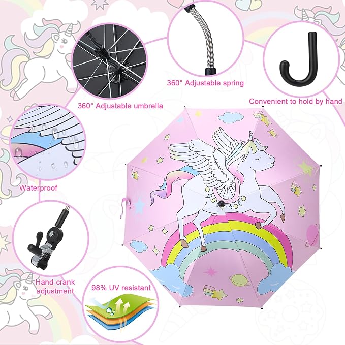 Pink Unicorn With Umbrella