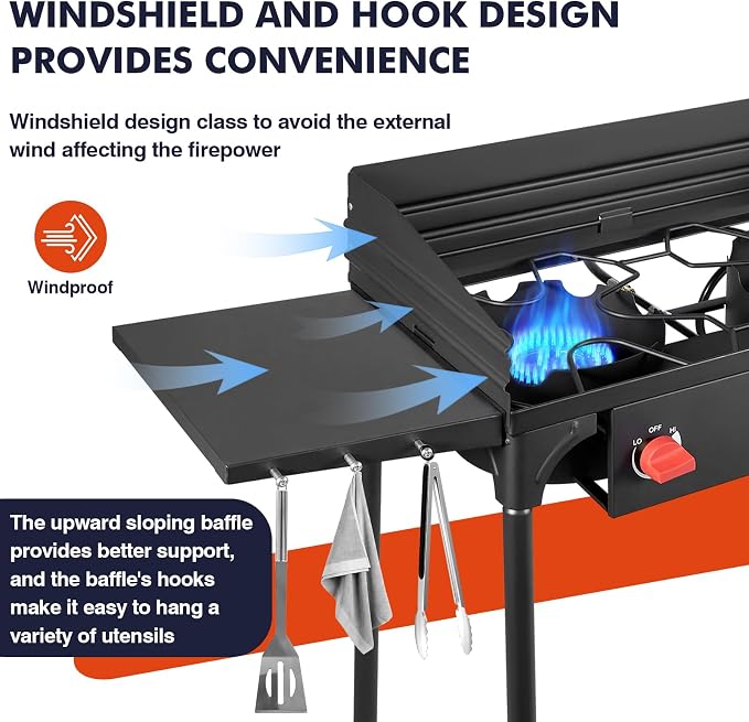 2 Burner & Side Shelves & Windshield