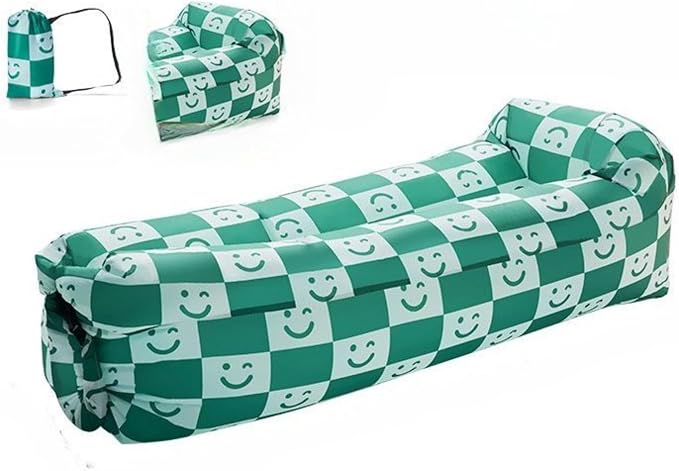 Green Checkered Smiling Face+pillow
