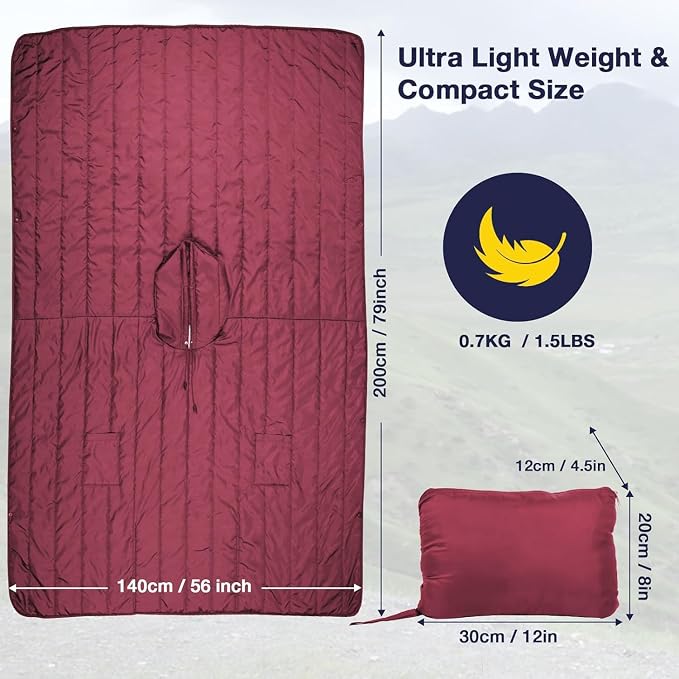 Wine Red - Wearable Camping Blanket