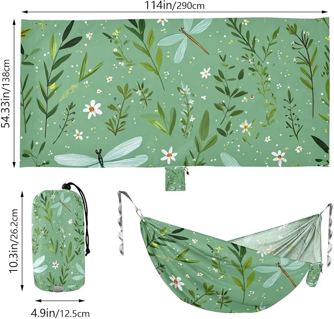 Pastoral Green Dragonflies Flowers Leaves