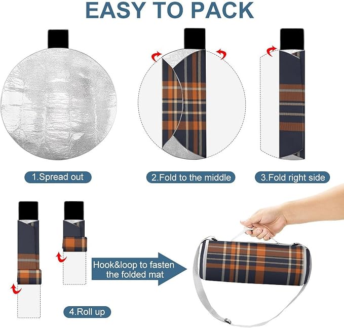 Navy Blue and Orange Plaid