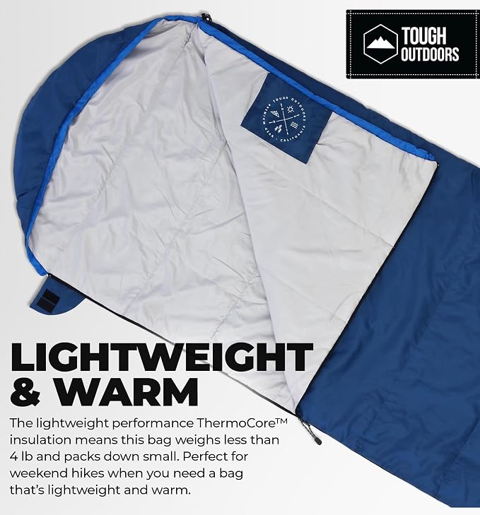 Adult Sleeping Bag - 40-60F Temperature Rating
