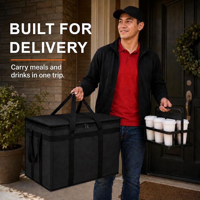 Black Bag with Drink Carrier