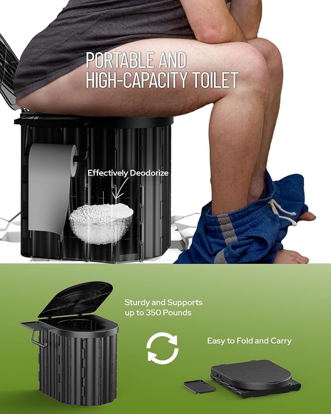 Black Toilet Green Tent with Light