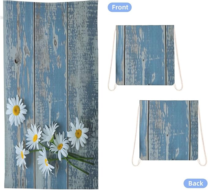 Daisy Flowers on Blue Wood