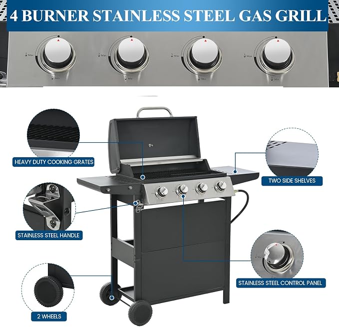 Black;4 Burner