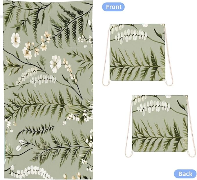 Green Fern and White Flower