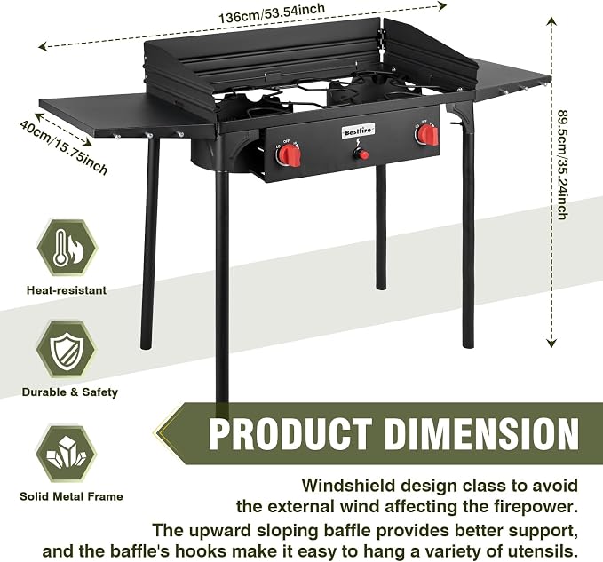 Stove-Windpanel+Auto Ignition+Side Shelves