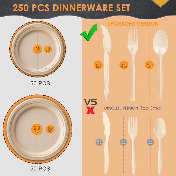 Brown 250 Plates Set