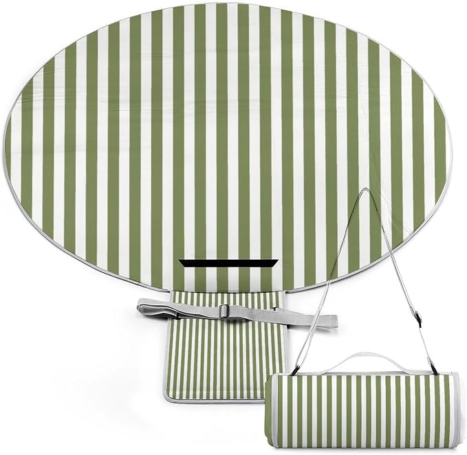 Olive Green and White Candy Stripes