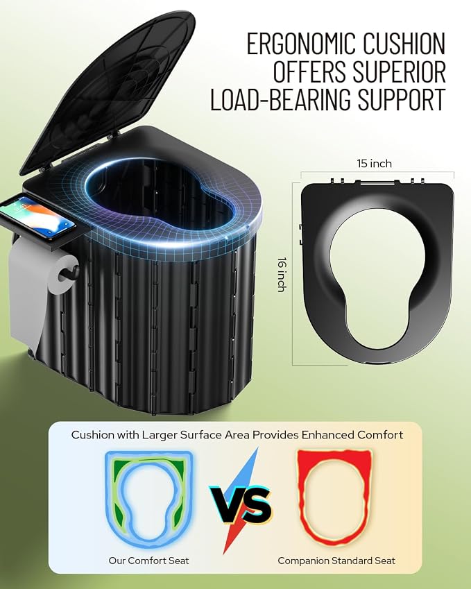 Black Toilet Green Tent with Light