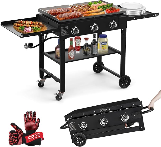 3 Burner Foldable Flat Top Grill