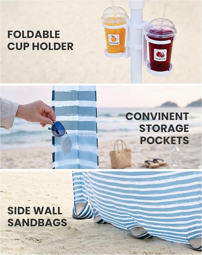 8' x 8' Sailor Stripes Dual-Fold
