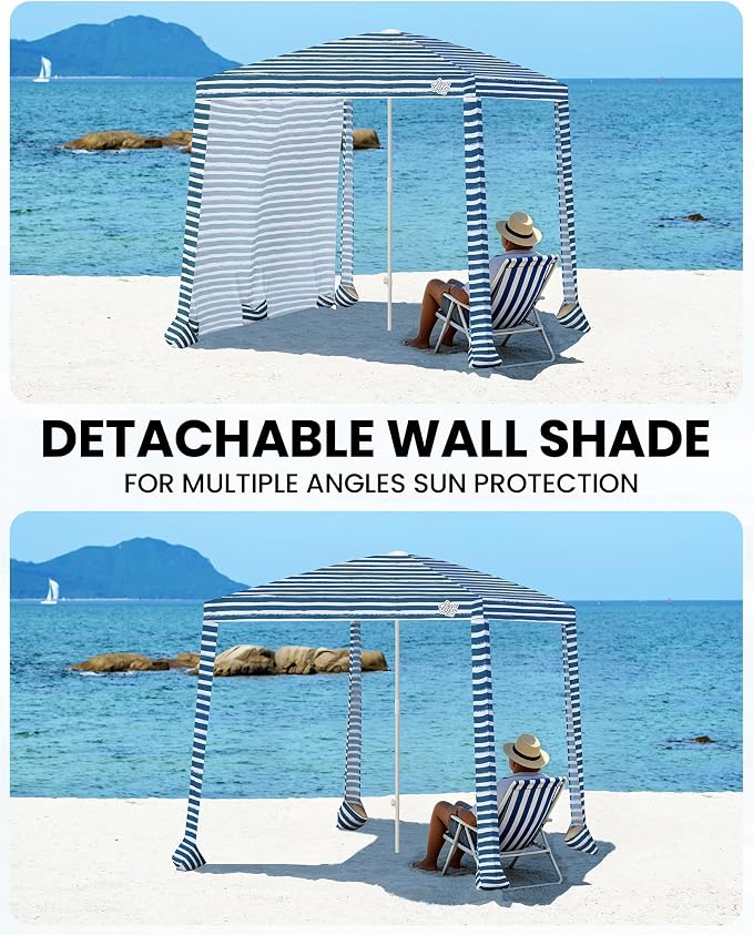 6.5' x 6.5' Sailor Stripes Dual-Fold