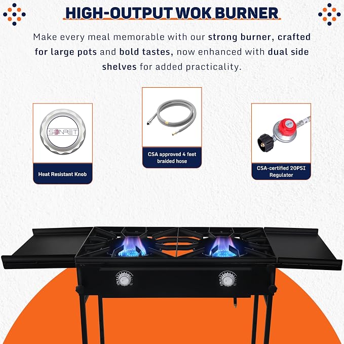 Two Burner Stove + Dual Side Shelf