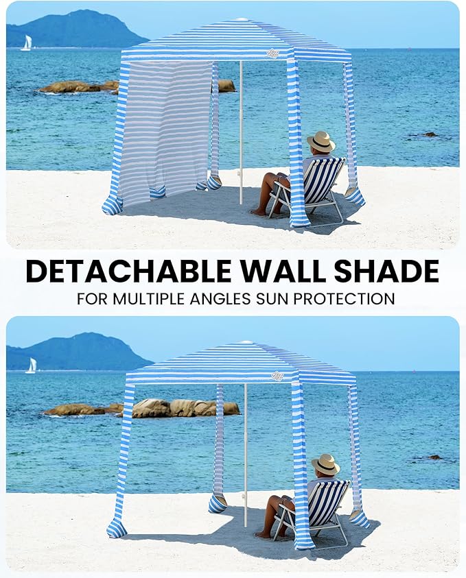 6.5' x 6.5' Blue Stripes Dual-Fold