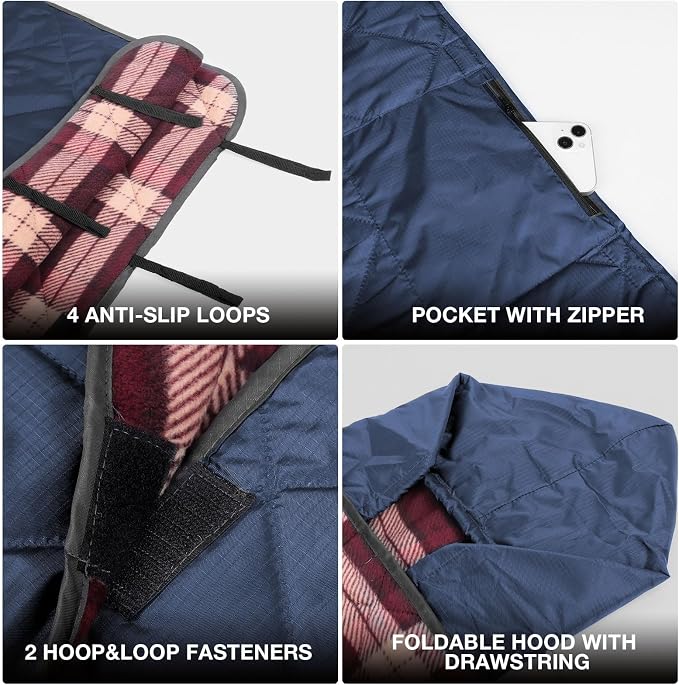 Navy Blue Outer With Red Plaid Fleece