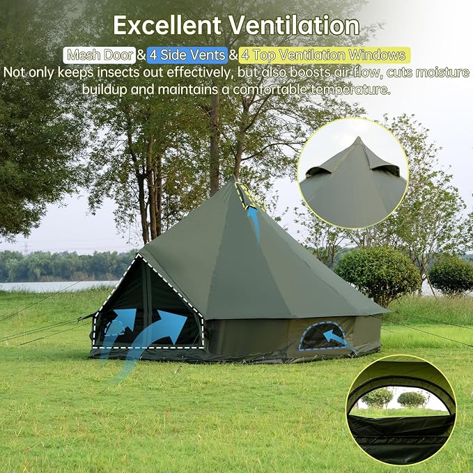 13.1*13.1*8.2ft /Green /4-6 pers