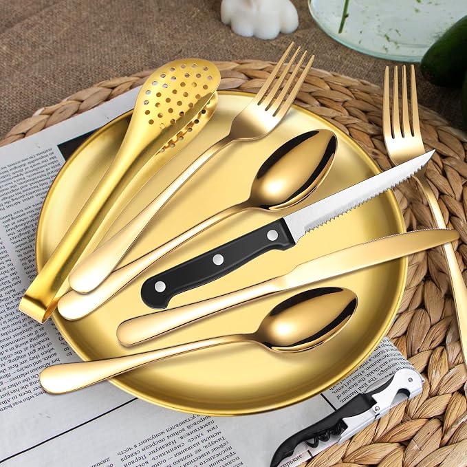 Camping Silverware Set-13set-Gold