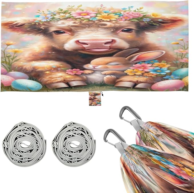 Cute Highland Cow Easter Hare