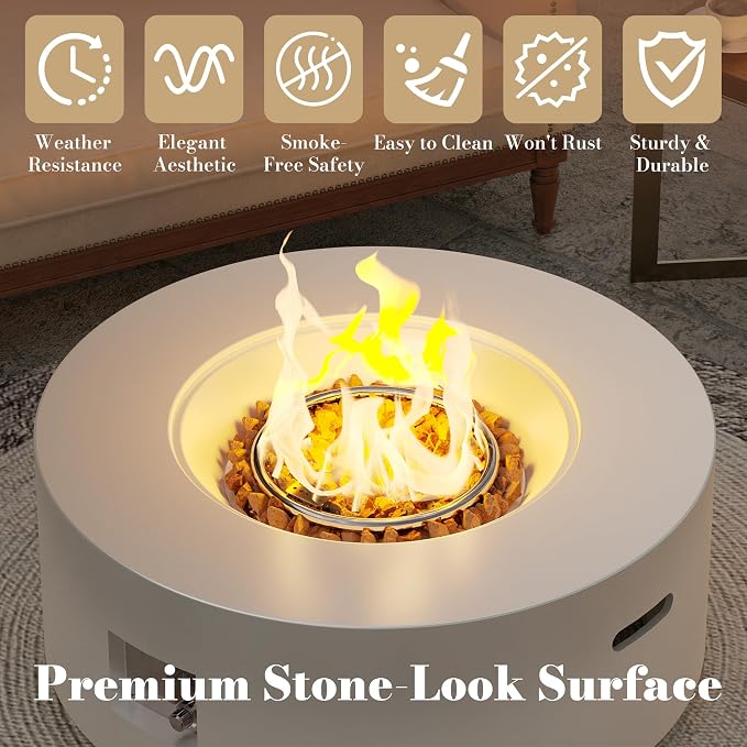 White - Minimalist Fire Pit Table
