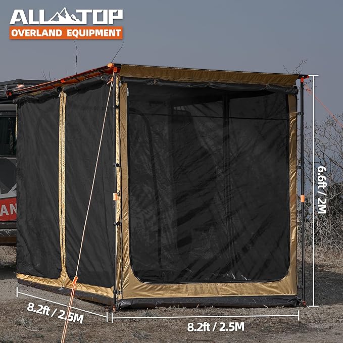 Black Coating, Awning Room for 8.2*8.2ft Roof